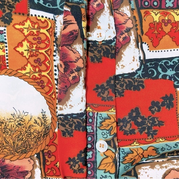 HER Vintage floral print button-down shirt ~ Autumn whimsigoth LARGE XL blouse - Picture 5 of 14